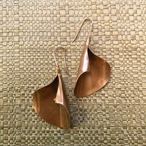 Vintage 1970s Brass Flower Earrings